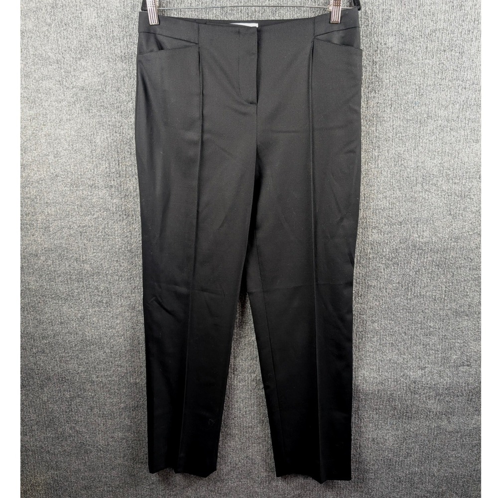 Carolina Herrera New York Dress Pants Black Virgin Wool Straight Leg Size 8
